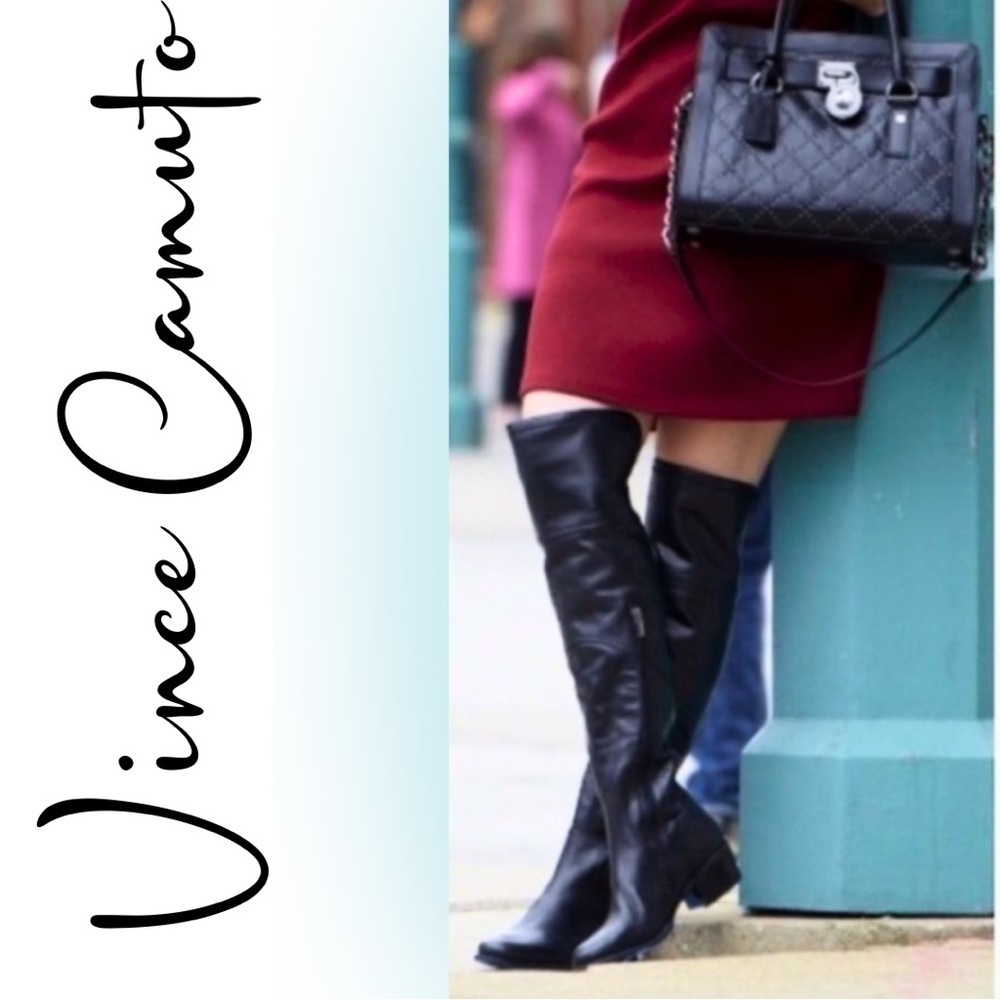 HP🎉 Vince Camuto Black Leather Briella Tall Boots